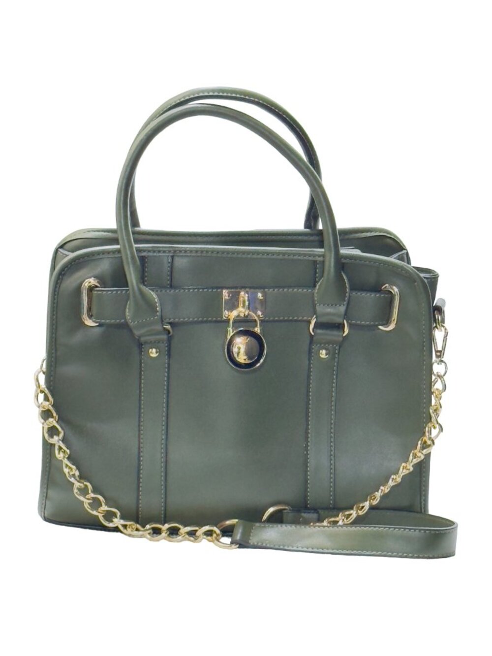 DASEIN Women's Handbag Belted Medium Tote Bag Green Faux Leather